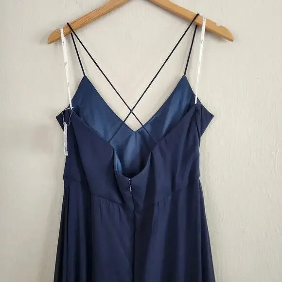 Nordstrom Thread Midnight Chiffon Criss Cross Back A-Line Maxi Gown Plus 14 - Picture 9 of 11